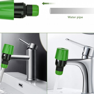 Adaptor robinet pentru furtun Zateety, plastic, negru/verde, 11 x 4,5 x 3 cm