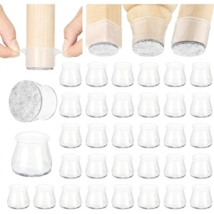 Aneaseit set 32 protectii picioare scaune/masa, silicon/fetru, universale, 38mm, Transparent - Verificat A · Re-Bloom - Img 4