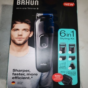 Aparat de tuns multifunctional Braun MGK3320, Wet&Dry, 13 de setari pentru lungime, 6 in 1, 4 piepteni, 1 accesoriu extra, Negru, Resigilat, Grad B