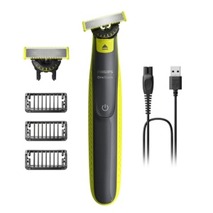 Aparat hibrid de barbierit si tuns, pentru fata, PHILIPS OneBlade QP2724/31, 2 lame 360, cu piepteni (1,3,5 mm), autonomie 45 min (NiMH), saculet pentru transport/depozitare, cablu de alimentare USB-A, fara adaptor pentru priza, Resigilat, Grad A - Img 1