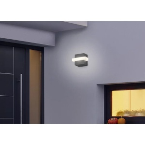 Aplica de perete pentru exterior Hanzhe, LED, aluminiu/acril, gri antracit/alb, 10 x 14 cm