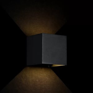 Aplica de perete pentru exterior Hoban, LED, metal, negru, 10 x 10 x 10 cm