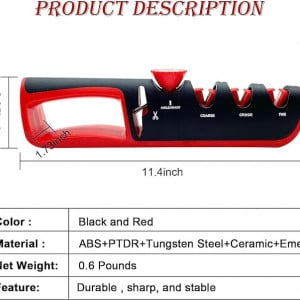 Ascutitor pentru cutite Generisch, negru/rosu, 29 x 7.6 x 5.5 cm