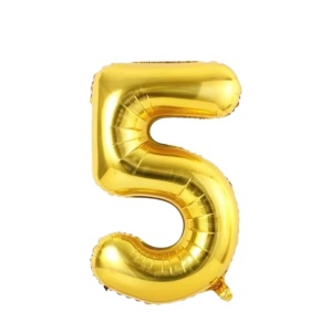 Balon aniversar Maxee, cifra 5, auriu, 40 cm
