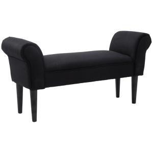Banca tapitata, lemn/stofa/burete, negru, 102 x 35 x 51 cm, Resigilat, Grad A