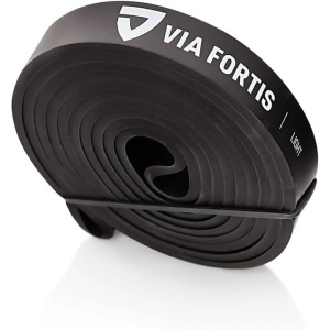 Banda elastica lunga VIA FORTIS, Ultra Light, de rezistenta, premium, ghid de exerciti, geanta depozitare, pentru fitness, antrenament, Negru, 7-24 Kg, Resigilat, Grad A
