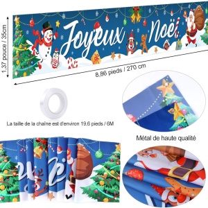 Banner pentru Craciun Dpkow, textil, multicolor, 35 x 270 cm