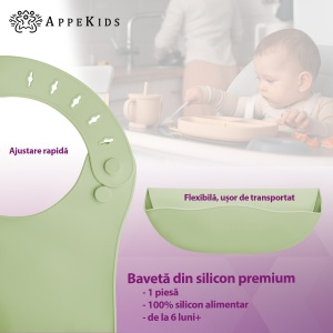 Baveta din silicon, AppeKids - Raw Green - Img 2