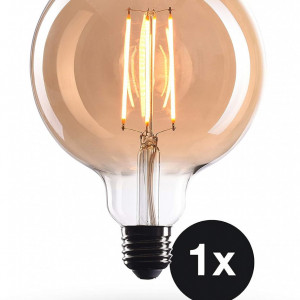 Bec decorativ LED E27 CROWN, sticla, auriu, 4W, 230V, lumina alb cald, 12 x 16 cm 