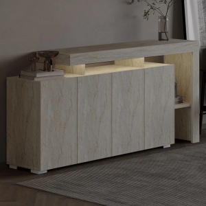 Beliz bufet cu iluminare LED 170x35x80 cm, PAL melaminat, travertin bej - Verificat A · Re-Bloom - Img 4