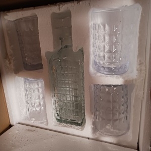 Belle Vous set decantor + 4 pahare whisky, sticla gravata model diamant, decantor 500ml + pahare 4x260ml, dop etans, compatibil masina de spalat vase - Verificat A · Re-Bloom - Img 6
