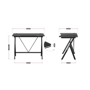 Birou de Gaming Huzaro Hero 1.4, 100x50cm, Negru - Img 8