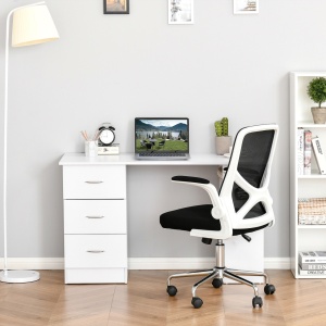 Birou modern cu 3 sertare si rafturi, placi aglomerate, 120x49x72 cm, raft 36.5x24cm + sertar 27.5x33.5x12cm, capacitate 20kg, alb - Verificat A · Re-Bloom - Img 2