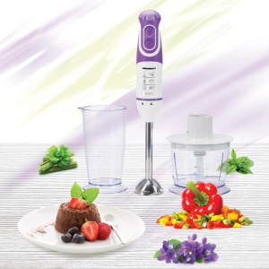 Blender de mana Heinner HB-600UV, Putere 600W, 5 viteze, Functie Turbo, Tel, Tocator, Alb/Ultraviolet - Img 4