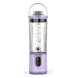 Blender portabil Fram FBP-P74PP, Acumulator 7.4V, Recipient 400ml, Lame inox, Cablu incarcare TYPE-C, Mov