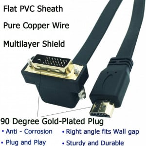 Cablu adaptor DVI-D la HDMI XMSJSIY, cupru/PVC/ABS, negru, 30 cm - Img 4