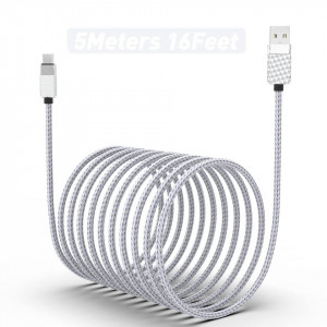 Cablu de date USB tip C MTAKYI, USB 5.3 / QC 0.3, gri, 5 m - Img 1