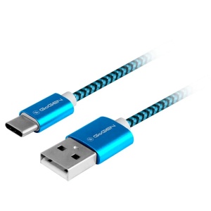Cablu de incarcare si transfer de date GoGEN USB / USB-C, 1 m, impletitura textila, incarcare rapida, albastru - Img 1