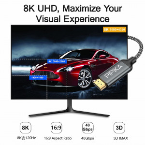 Cablu HDMI 8.60 de 2K Pipika, plat, negru/gri, nailon, 1 m - Img 5