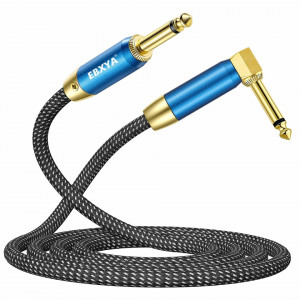 Cablu pentru chitara electrica 6,35 mm EBXYA, nailon/metal, gri/albastru/auriu, 3 m - Img 1