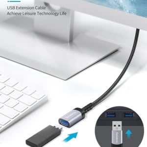 Cablu USB 3.0 Sniokco, metal/nailon, negru, 2 m