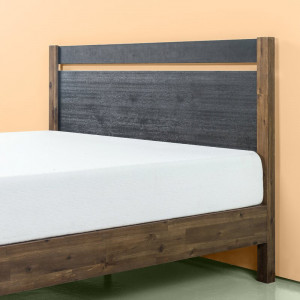 Cadru de pat Prins, lemn masiv, maro/gri, 97 x 140 x 200 cm - Img 3