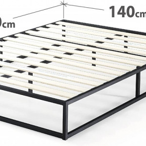 Cadru de pat ZINUS, otel/lemn, negru/natur, 140 x 200 x 25,5 cm - Img 5