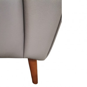 Canapea 3 locuri Premium Collection by Home Affaire, piele naturala/ lemn, gri/ maro, 95 x 44 x 210 cm - Img 4