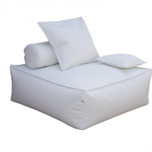 Canapea Panama, piele ecologoca, alb, 110 x 110 x 90 cm - Img 3