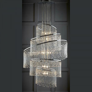 Candelabru Coles, 24 lumini, metal/sticla, argintiu, 65 x 133 cm