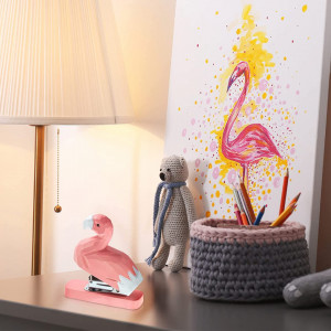 Capsator Zonon, model flamingo, lemn/metal, argintiu/alb/roz, 10 x 3 x 9 cm - Img 6