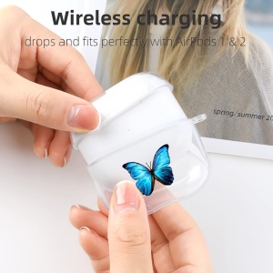 Carcasa de protectie pentru Airpods 3 Akabeila, silicon/metal, alb/albastru/argintiu, 5,9 x 2,5 x 5,1 cm