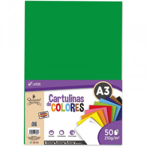 Carton colorat A3 Quiote, verde inchis, 50 coli - Img 1