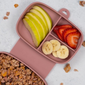 Caserola compartimentata din silicon cu ventuza, AppeKids Magic Box - Old Rose - Img 2