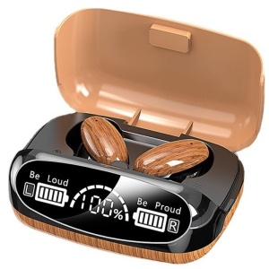 Casti Audio Wireless fara fir, Bluetooth 5.1, tip Earbuds cu Control Touch, Microfon, Noise Cancelling, True Wireless Stereo, tip Earpods Telefon, Universale, Carcasa magnetica, Lemn - Img 1