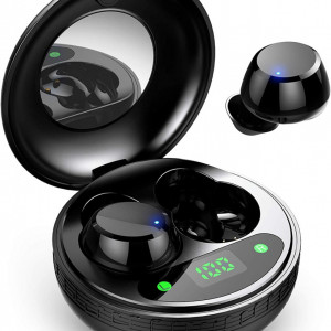 Casti audio Wireless Lecover, negru, afisaj LED, Bluetooth 5.0