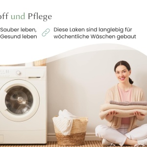 Cearsaf cu elastic Sleep Mantra, poliester/bumbac, fildes, 200 x 200 x 30 cm - Img 2