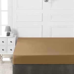 Cearsaf de pat cu elastic, bumbac 100%, 100x200+40 cm, lavabil 30°C, maro deschis - Verificat A · Re-Bloom - Img 3