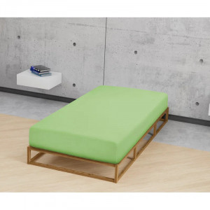 Cearsaf pentru pat Biberna, bumbac, verde deschis, 140-160 x 200 cm