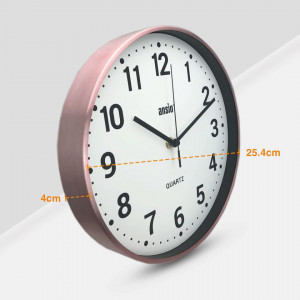 Ceas de perete ANSIO, rotund, analogic, roz/alb, plastic, 25,4 cm - Img 7