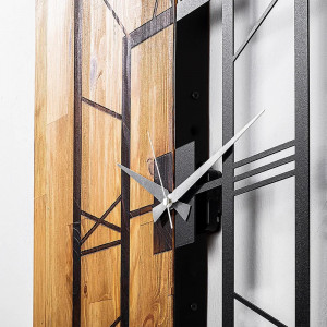 Ceas decorativ de perete Mercury Row, metal/lemn, negru/maro, 49 x 3 x 58 cm