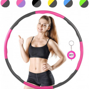 Cerc pentru fitness/masaj Bify, metal/spuma, gri/roz, 88 cm