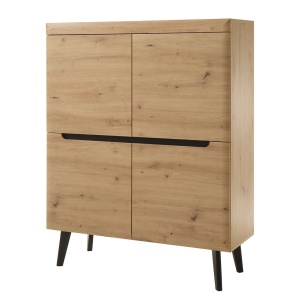 Comoda inalta Tornac II, MDF, natur/negru, 107 x 134 x 40 cm