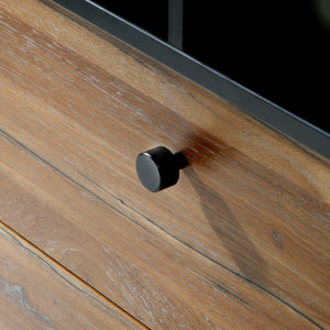 Comoda Sewill, lemn masiv, maro/negru, 114,9 x 42 x 88,2 cm - Img 3