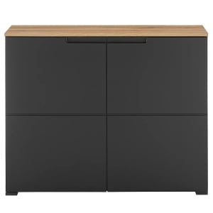 Comoda Thinte, MDF/PAL, negru/natur, 100 x 80 x 40 cm