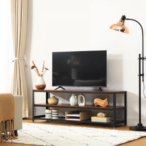 Comoda TV Ansted, material lemnos/ metal, maro/ negru, 140 x 40 x 52 cm