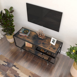 Comoda TV ANYHI, metal/MDF, negru/maro rustic, 53 x 40 x 120 cm - Img 5