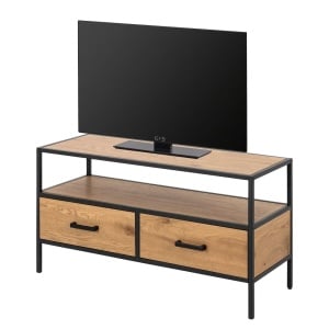 Comoda TV Coogee II, MDF/metal, natur/negru, 90 x 50 x 35 cm