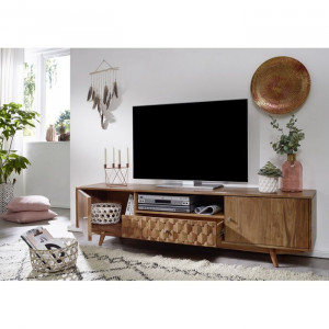 Comoda TV Mosayk, maro, lemn masiv, 195 x 48 x 40 cm - Img 2
