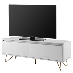 Comoda TV Rodi, MDF/metal, alb mat/auriu, 120 x 45 x 40 cm